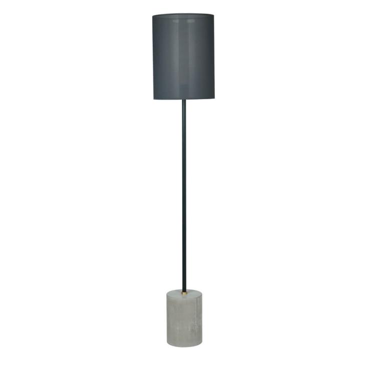 Lampadaire. Dans un style très contemporain, le lampadaire TURENNE est monté sur un socle cylindrique en béton brut. Son abat-jour en tissu légèrement transparent apporte beaucoup de sophistication.
