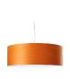 Suspension GEA LARGE en lamelles de bois, finition gris. Diffuseur en acrylique. Couleur : Orange