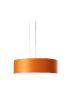 Suspension GEA SLIM en lamelles de bois, finition blanc ivoire. Diffuseur en acrylique. Couleur : Orange