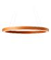Suspension OH!LINE LARGE en lamelles de bois, finition blanc ivoire. Diffuseur en acrylique. Couleur : Orange